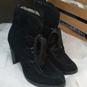 Steve madden black women's ankle boots lined faux fur size 8